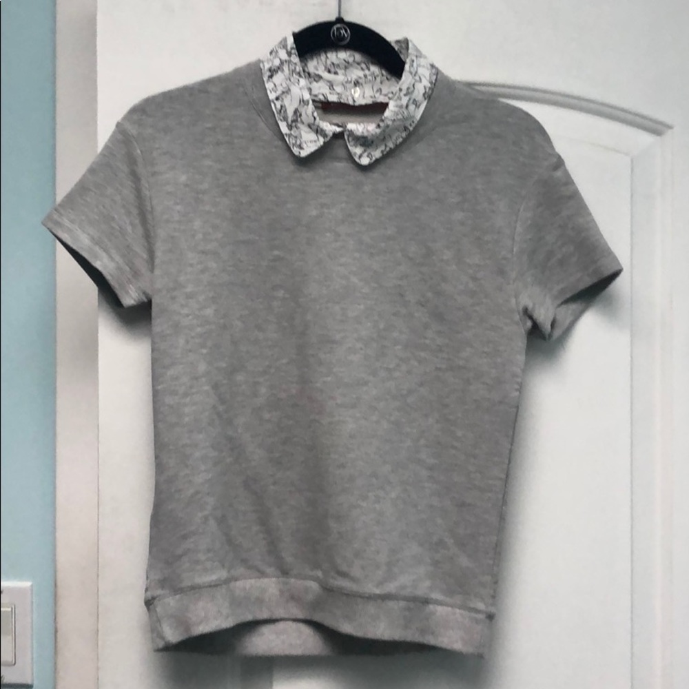Comptoir des Cotonniers gray collared top sz XXS
